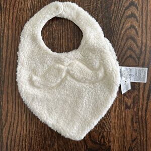 GAP Cream Fleece Baby Bib with Mustache